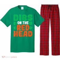 Dibs On The Redhead Irish Shamrock St Patrick's Day Drinking Pajama Set thumb 0