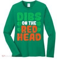 Dibs On The Redhead Irish Shamrock St Patrick's Day Drinking Women's Long Sleeve Shirt thumb 0