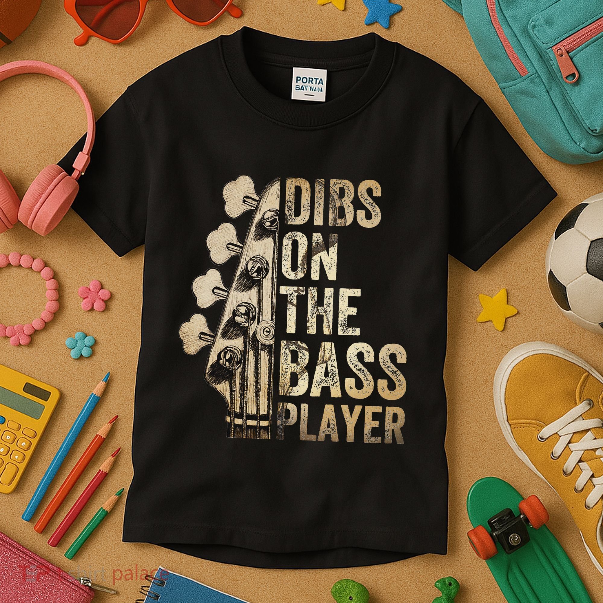 Dibs On The Bass Player Guitar Musician Kids T-Shirt