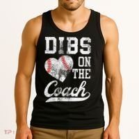 Dibs On The Coach Funny Coachs Wife Quote Cool Baseball Mom Tank Top thumb 3