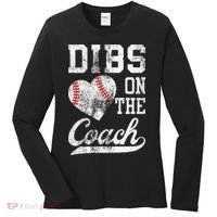 Dibs On The Coach Funny Coachs Wife Quote Cool Baseball Mom Women's Long Sleeve Shirt thumb 0