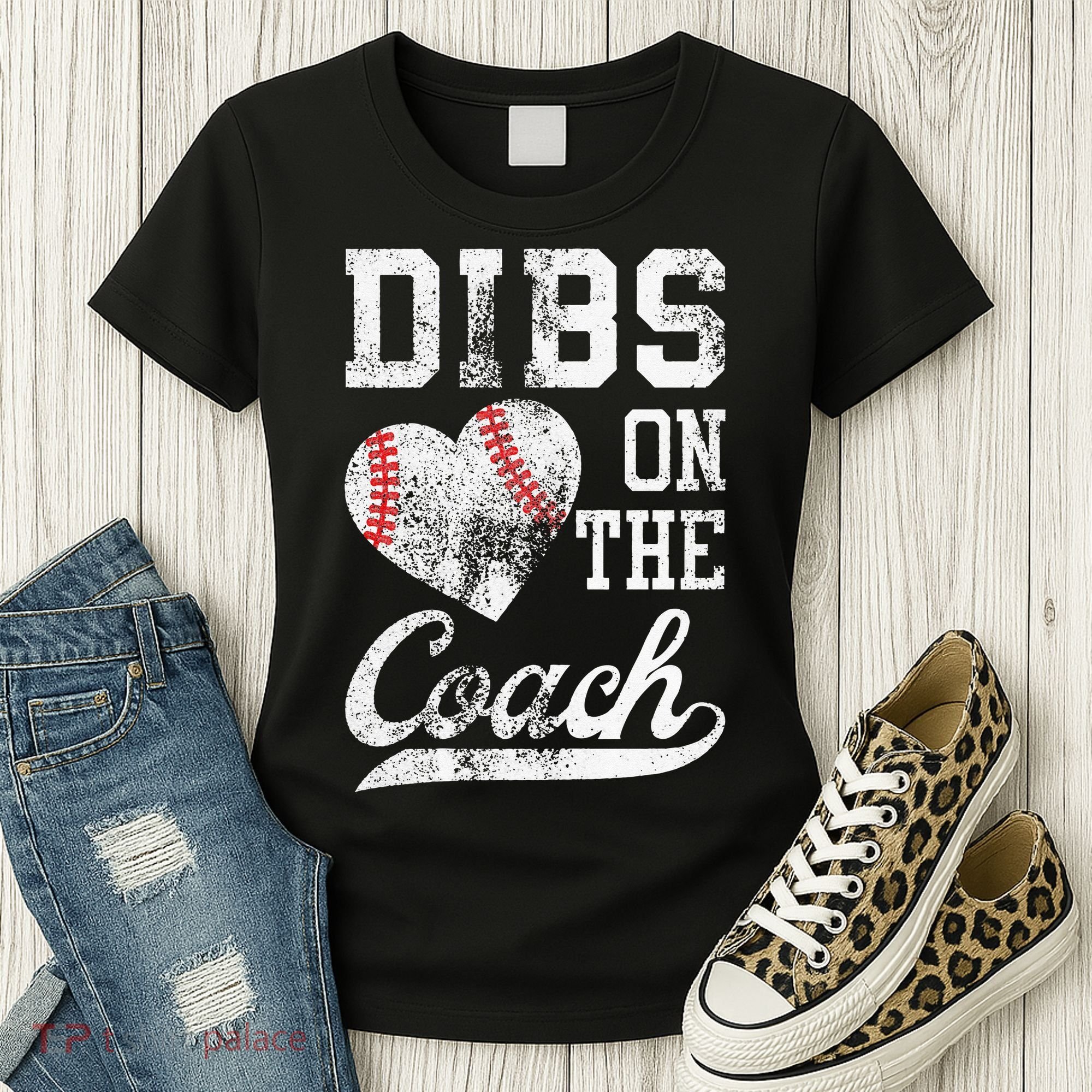 Dibs On The Coach Funny Coachs Wife Quote Cool Baseball Mom Women's T-Shirt