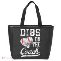 Dibs On The Coach Funny Coachs Wife Quote Cool Baseball Mom Tote Bag thumb 0