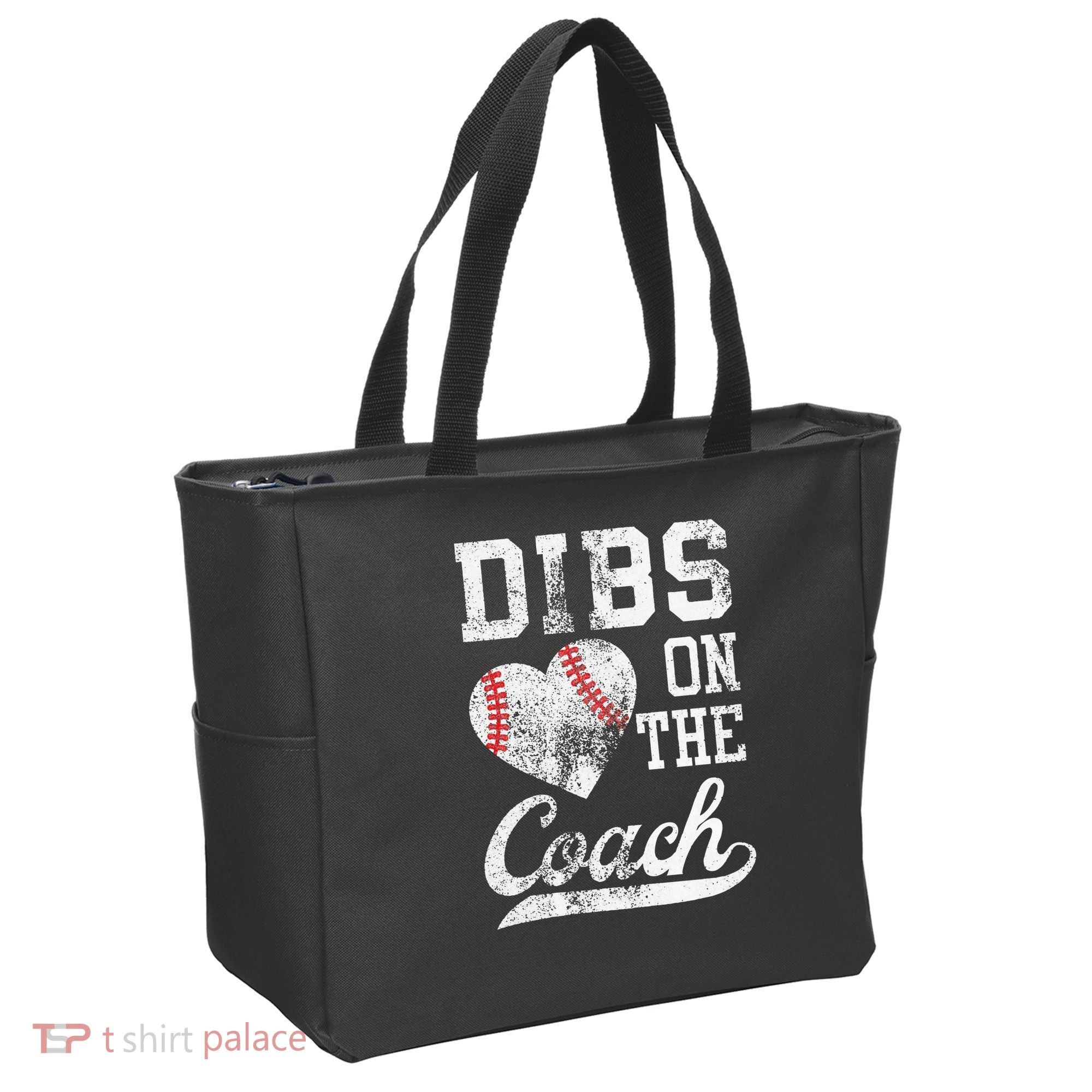 Dibs On The Coach Funny Coachs Wife Quote Cool Baseball Mom Tote Bag