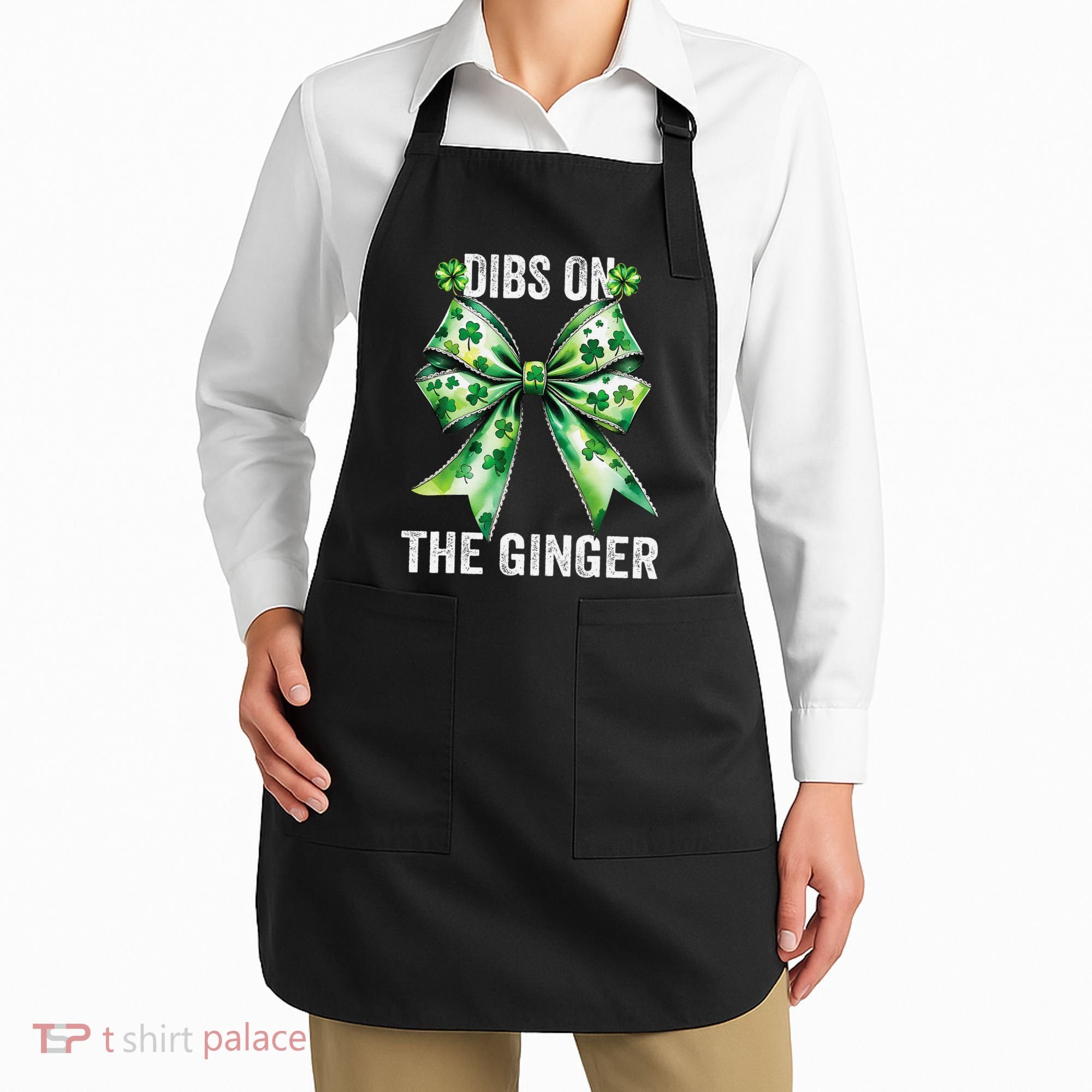 Dibs On The Ginger St PatrickS Coquette Bow Shamrock Women Apron