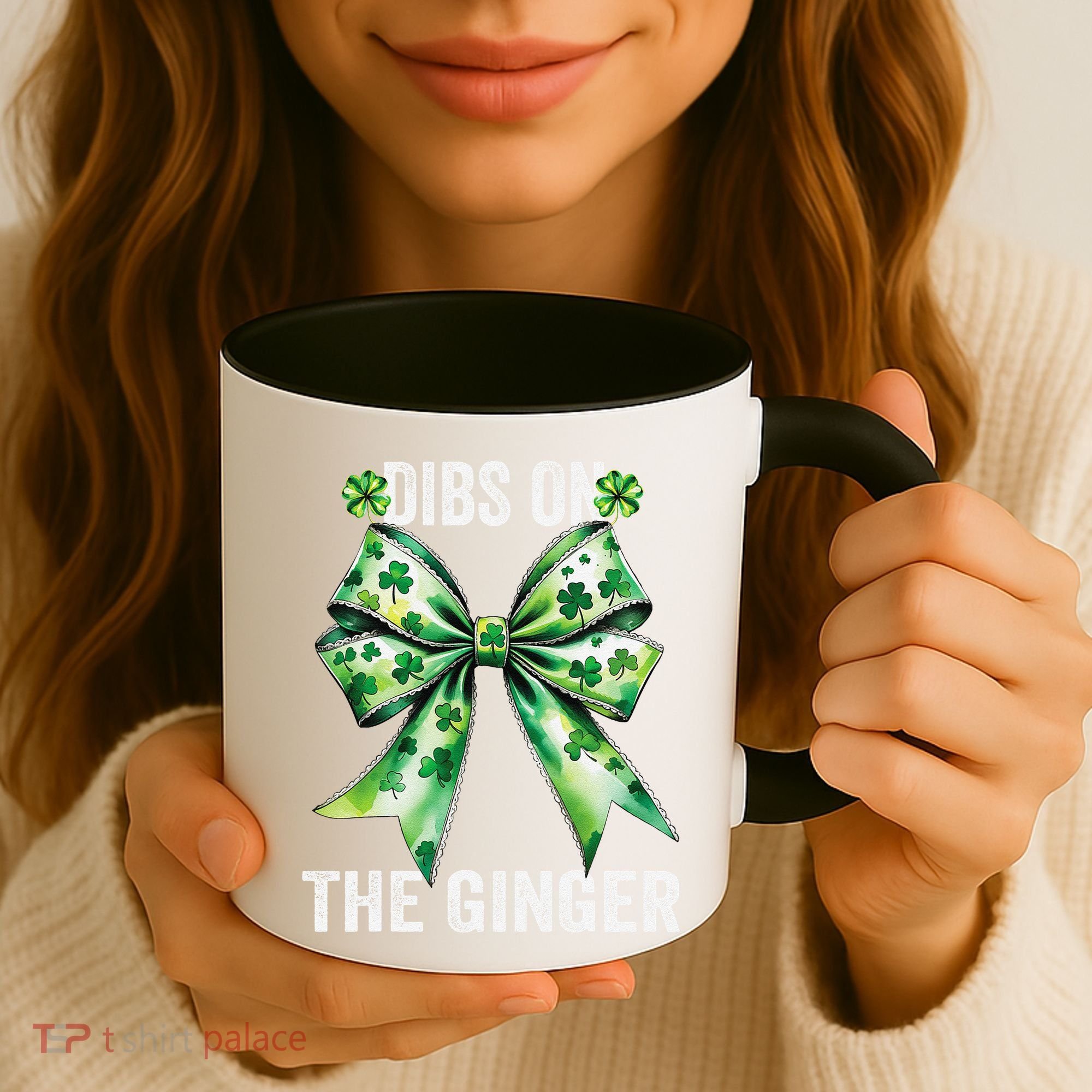 Dibs On The Ginger St PatrickS Coquette Bow Shamrock Women Coffee Mug