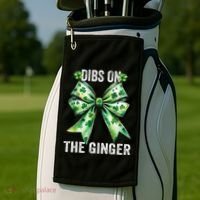 Dibs On The Ginger St PatrickS Coquette Bow Shamrock Women Golf Towel thumb 2