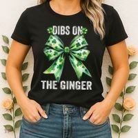 Dibs On The Ginger St PatrickS Coquette Bow Shamrock Women Women's T-Shirt thumb 2