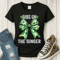 Dibs On The Ginger St PatrickS Coquette Bow Shamrock Women Women's T-Shirt thumb 3