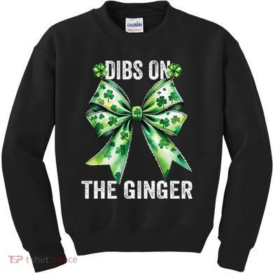 Dibs On The Ginger St PatrickS Coquette Bow Shamrock Women Kids Sweatshirt