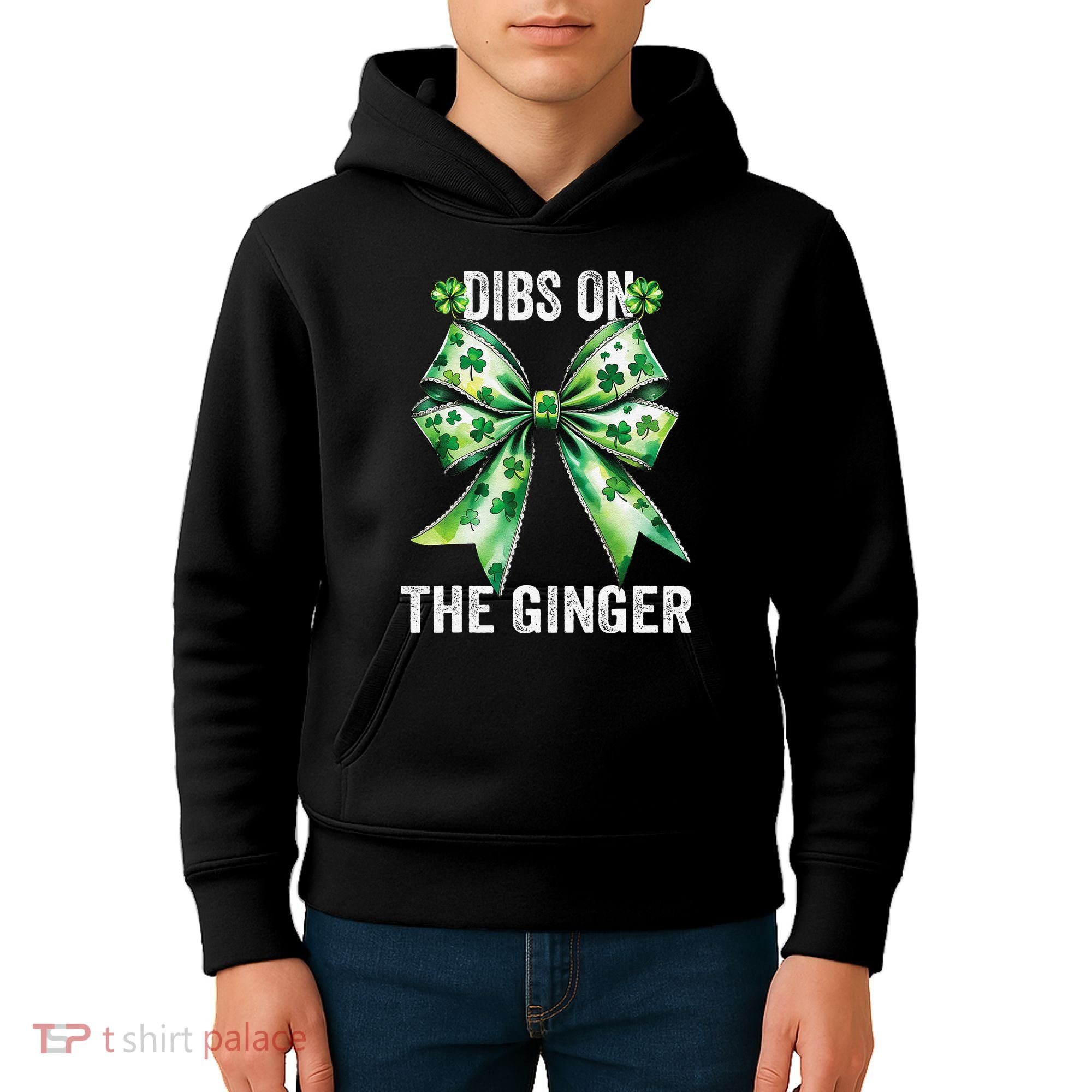 Dibs On The Ginger St PatrickS Coquette Bow Shamrock Women Kids Hoodie
