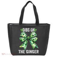 Dibs On The Ginger St PatrickS Coquette Bow Shamrock Women Tote Bag thumb 0