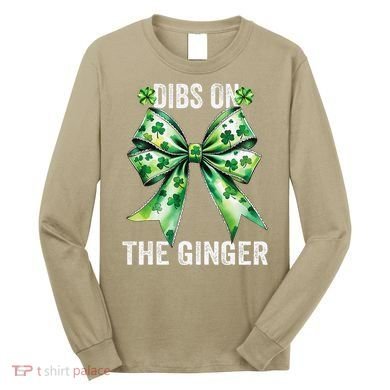 Dibs On The Ginger St PatrickS Coquette Bow Shamrock Women Long Sleeve Shirt