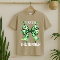 Dibs On The Ginger St PatrickS Coquette Bow Shamrock Women T-Shirt thumb 2