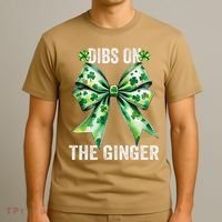 Dibs On The Ginger St PatrickS Coquette Bow Shamrock Women T-Shirt thumb 3
