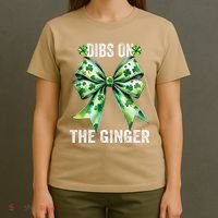 Dibs On The Ginger St PatrickS Coquette Bow Shamrock Women T-Shirt thumb 4