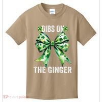 Dibs On The Ginger St PatrickS Coquette Bow Shamrock Women Kids T-Shirt thumb 0