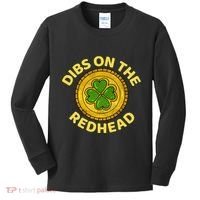 Dibs On The Redhead Ginger Drinking Irish St Patricks Day Kids Long Sleeve Shirt thumb 0