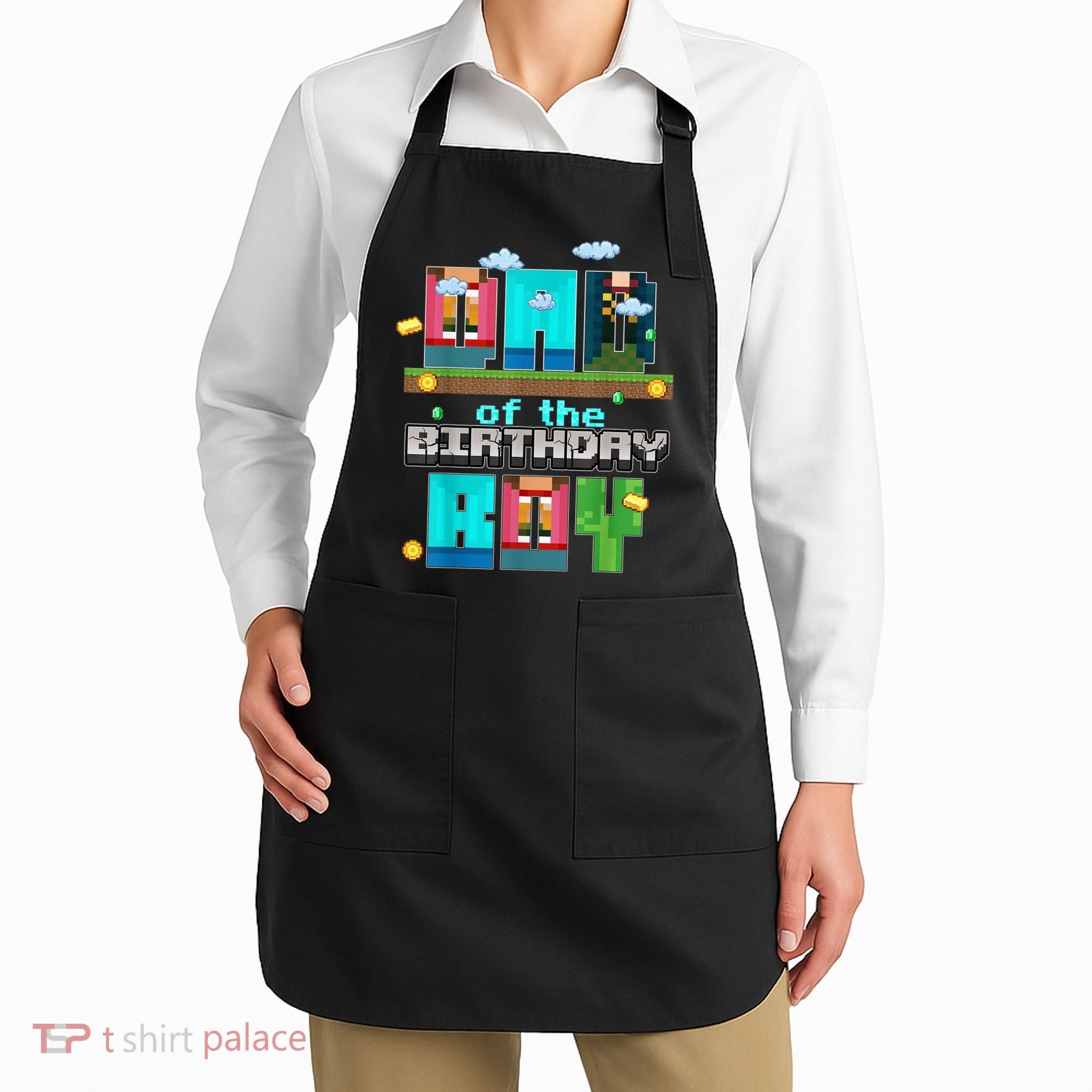 Dad Of The Birthday Boy Video Game Pixel Apron