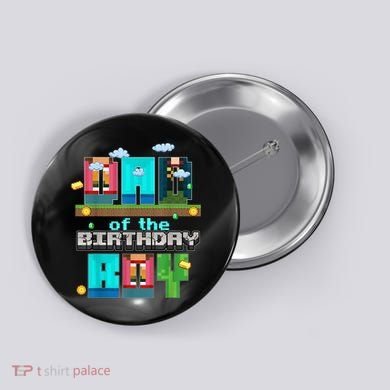 Dad Of The Birthday Boy Video Game Pixel Button