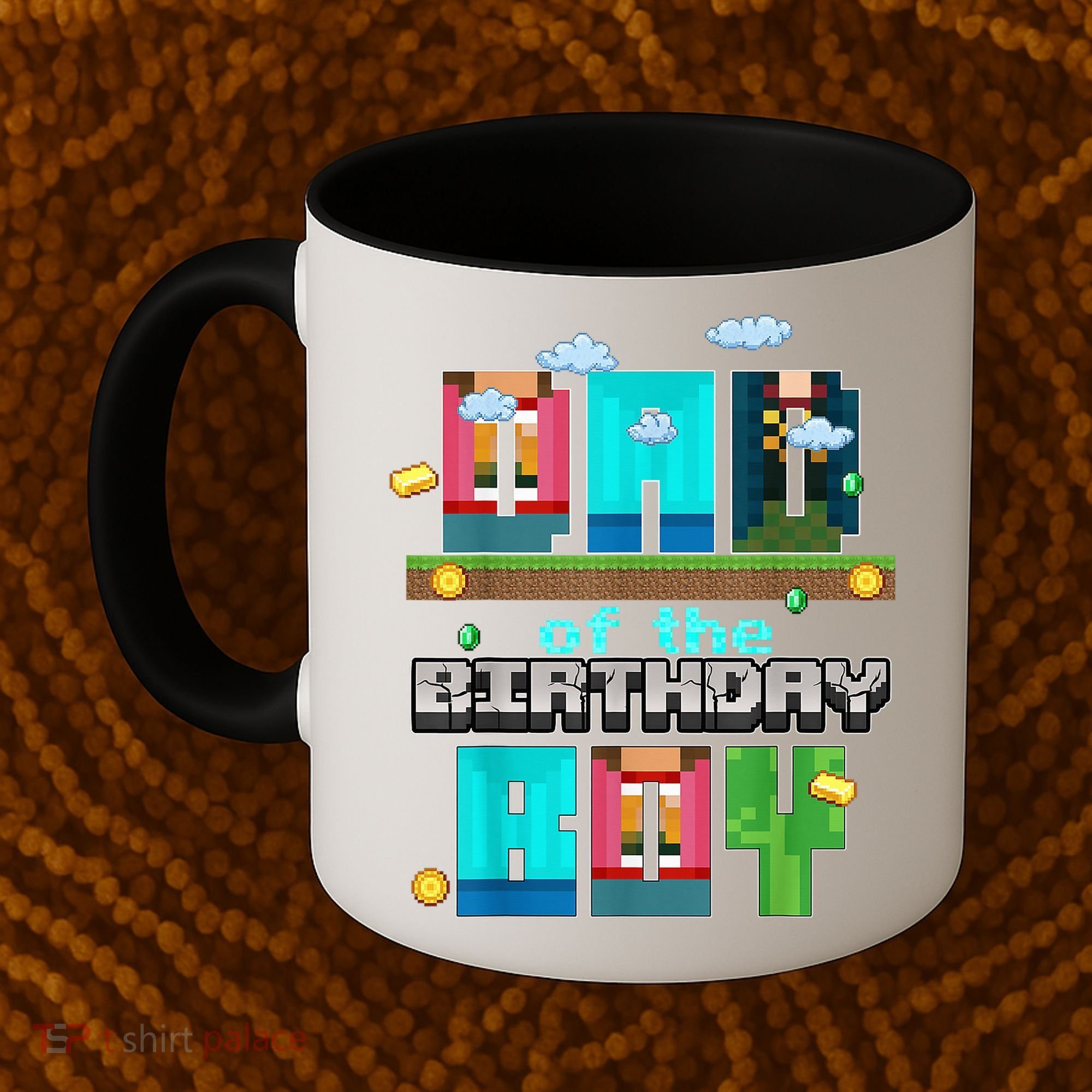 Dad Of The Birthday Boy Video Game Pixel Coffee Mug