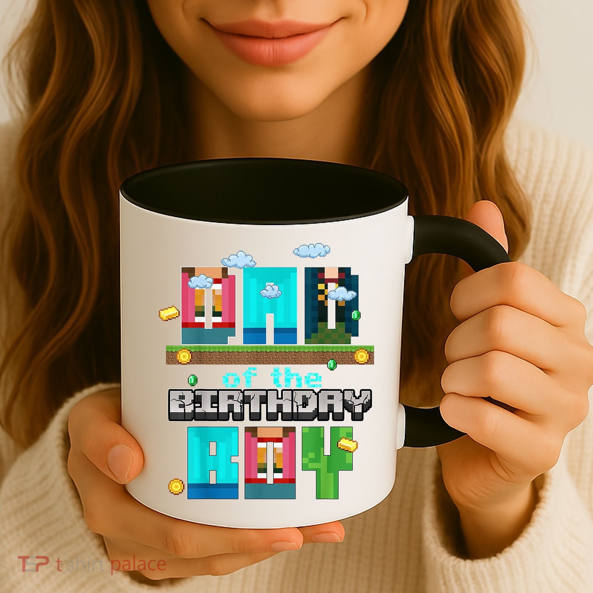 Dad Of The Birthday Boy Video Game Pixel Coffee Mug