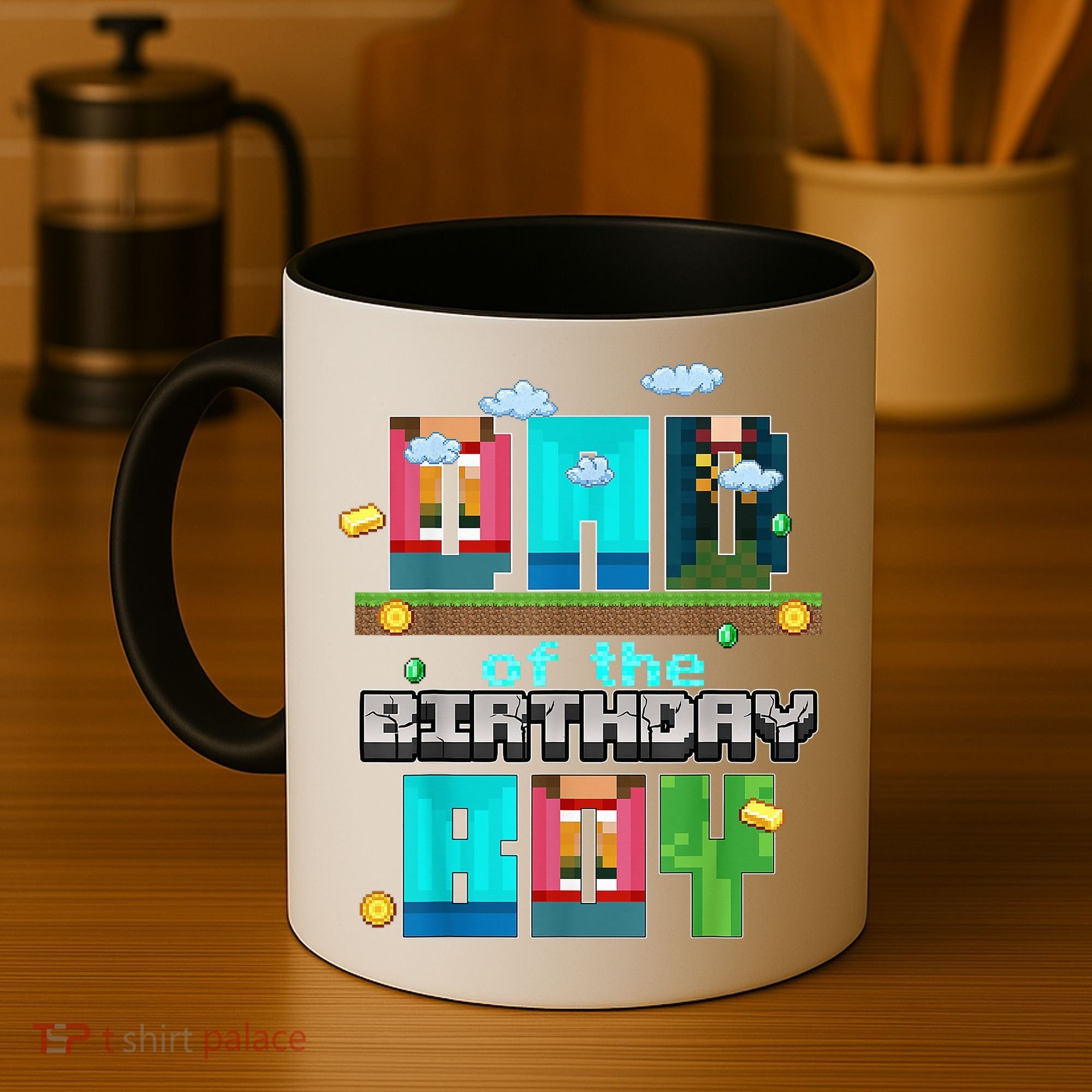 Dad Of The Birthday Boy Video Game Pixel Coffee Mug