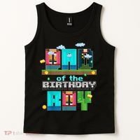 Dad Of The Birthday Boy Video Game Pixel Tank Top thumb 2