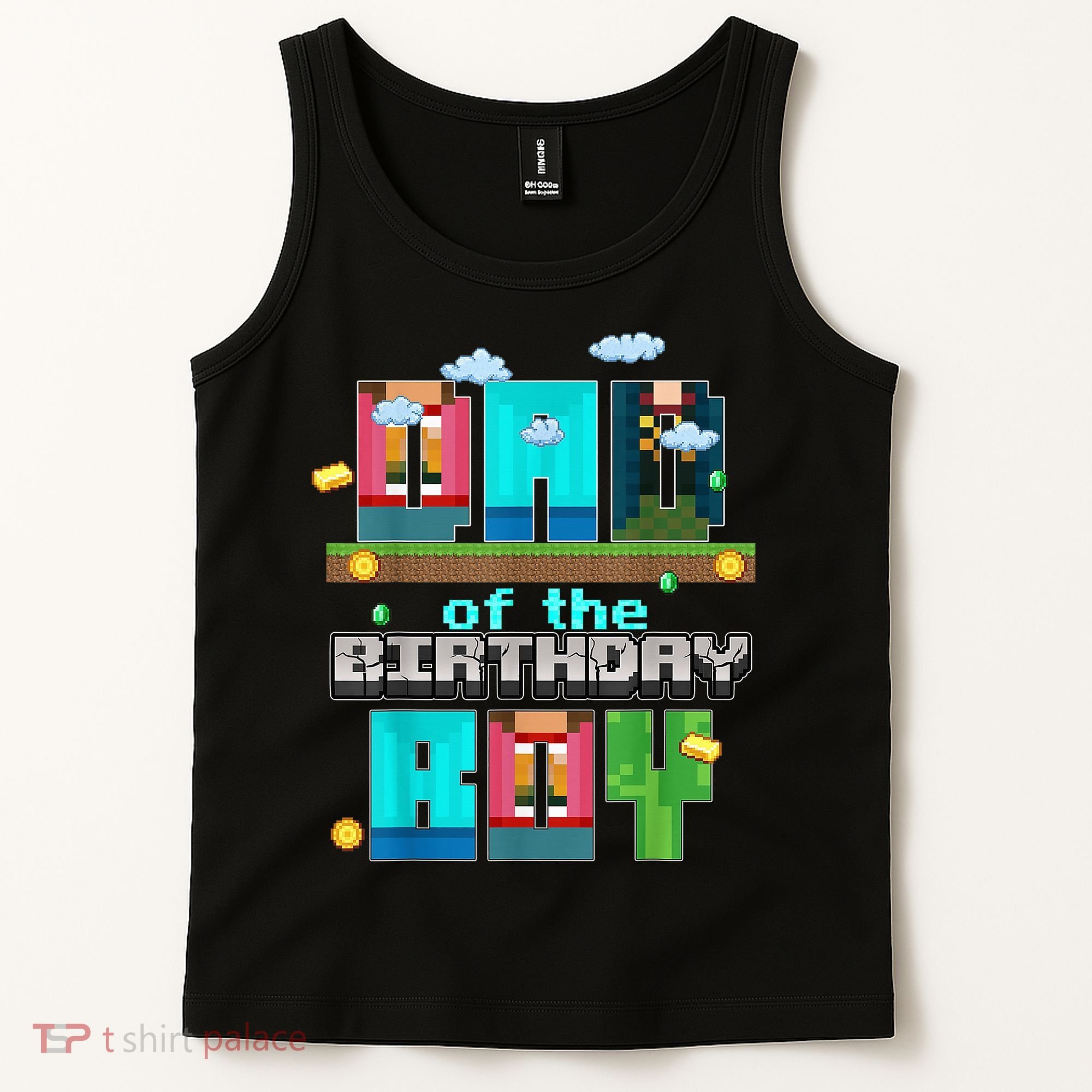 Dad Of The Birthday Boy Video Game Pixel Tank Top