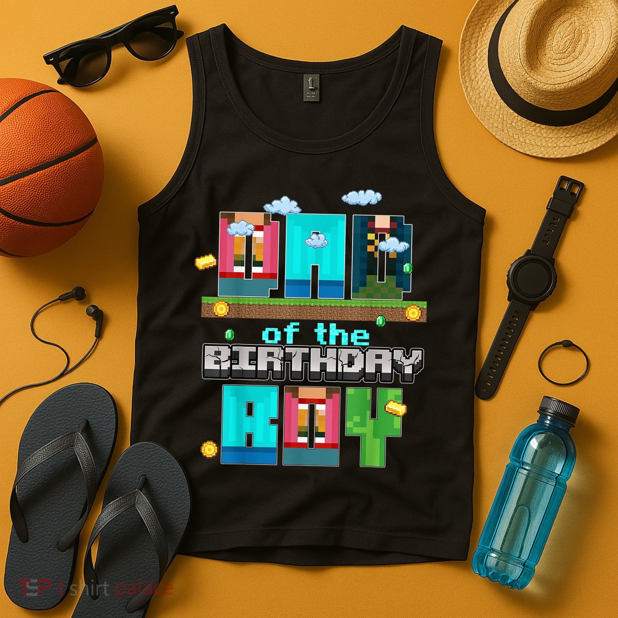 Dad Of The Birthday Boy Video Game Pixel Tank Top