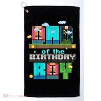 Dad Of The Birthday Boy Video Game Pixel Golf Towel thumb 0