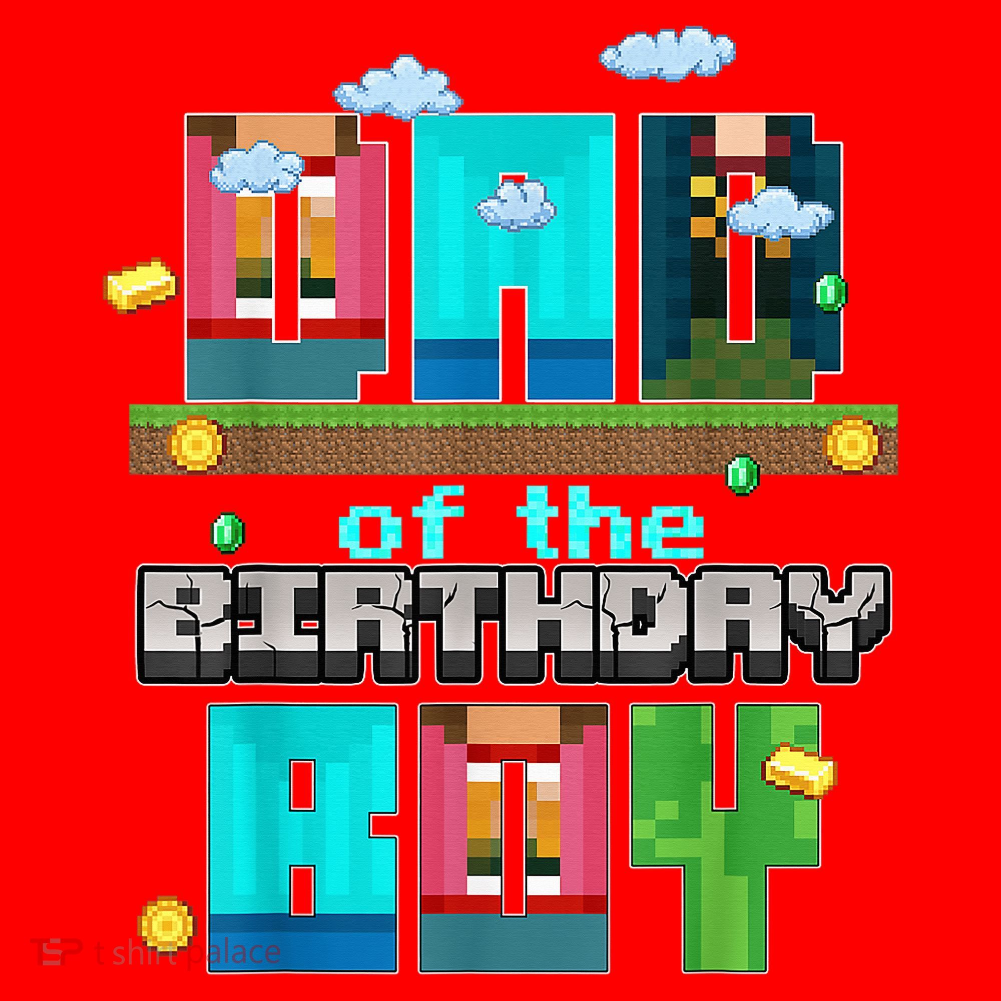 Dad Of The Birthday Boy Video Game Pixel Santa Hat