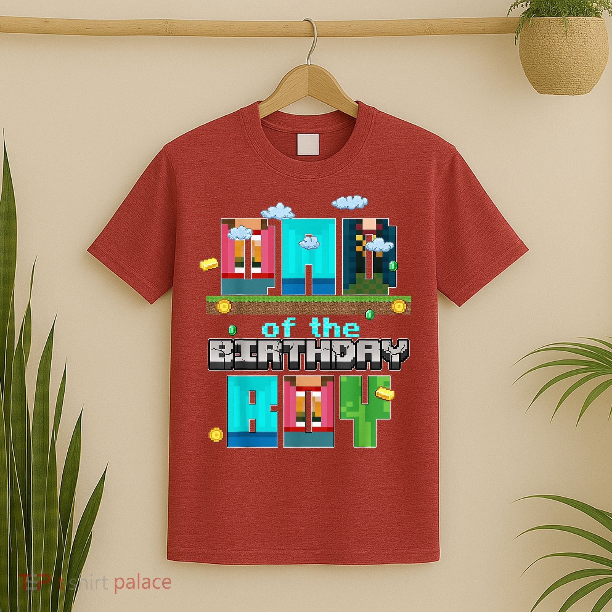 Dad Of The Birthday Boy Video Game Pixel T-Shirt