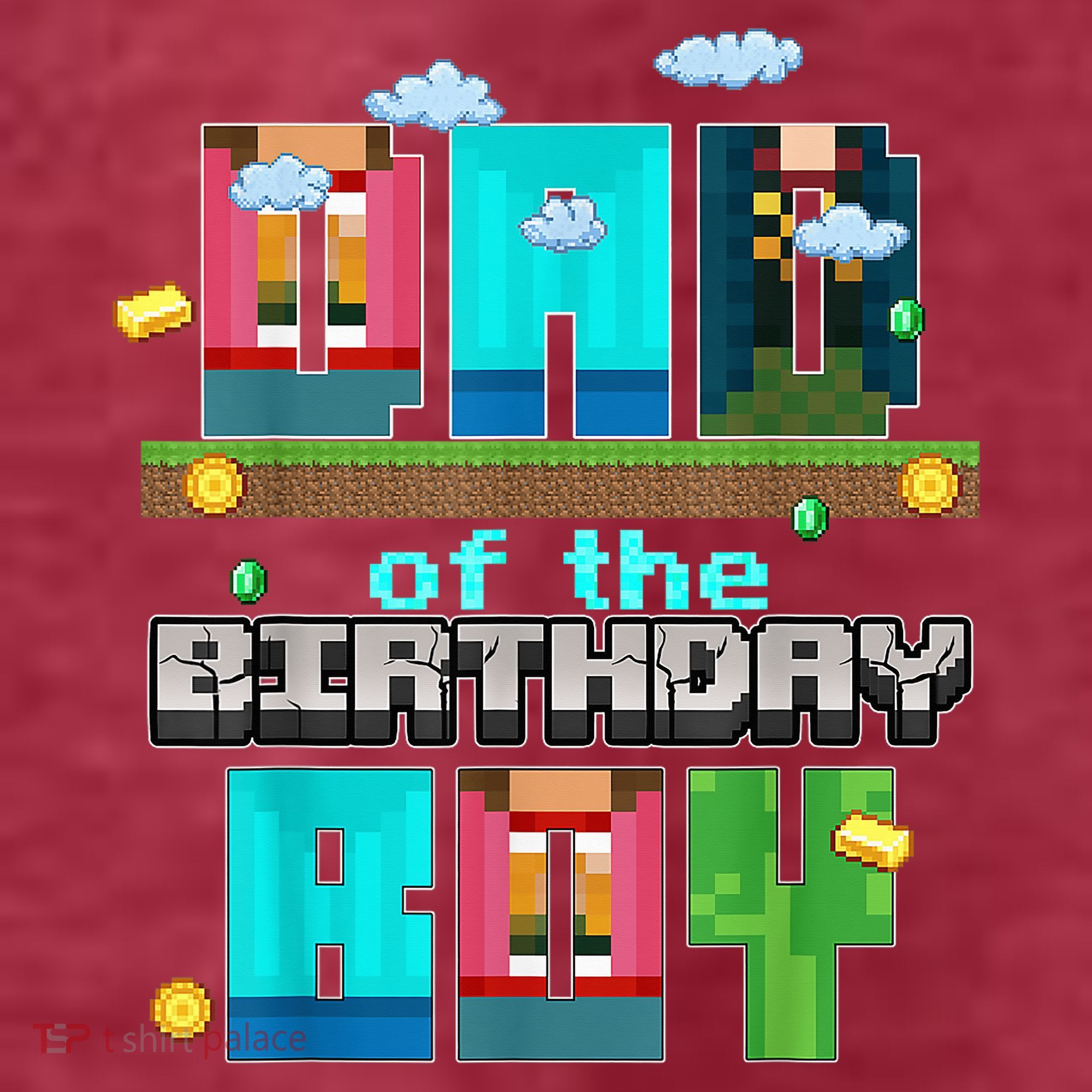 Dad Of The Birthday Boy Video Game Pixel T-Shirt