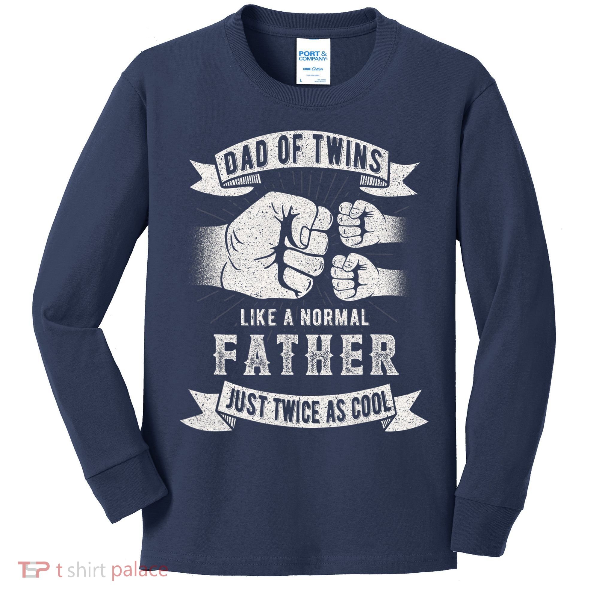 Dad Of Twins Dad Father's Day New Dad To Be Expecting Kids Long Sleeve Shirt