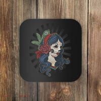 Day Of The Dead Girl With Flower Graphic Coaster thumb 0