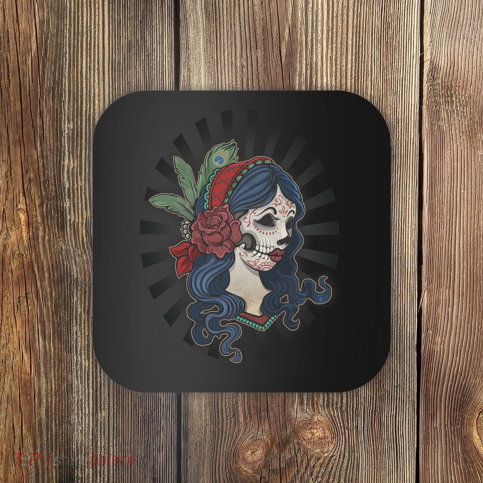 Day Of The Dead Girl With Flower Graphic Coaster