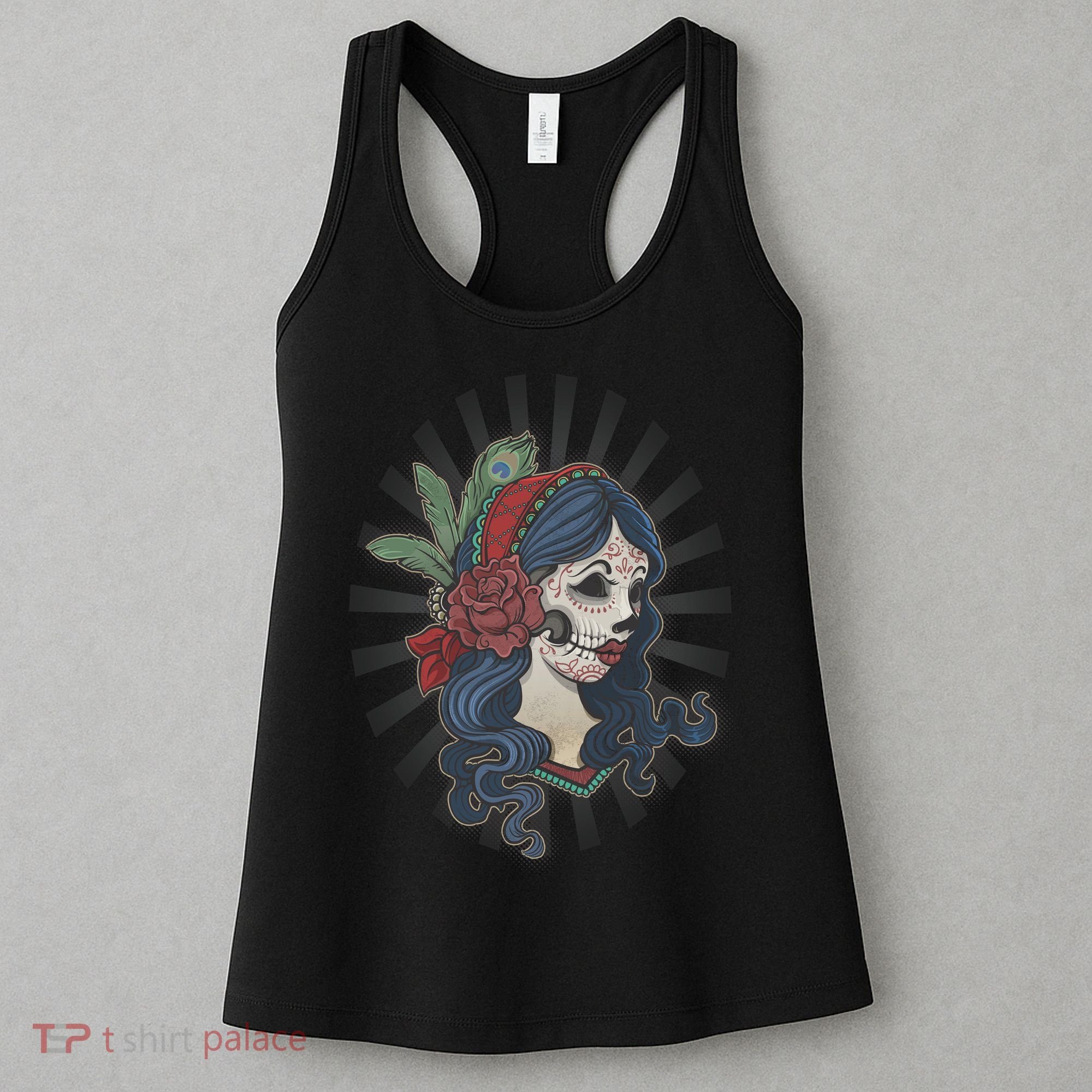 Day Of The Dead Girl With Flower Graphic Women's Tank Top