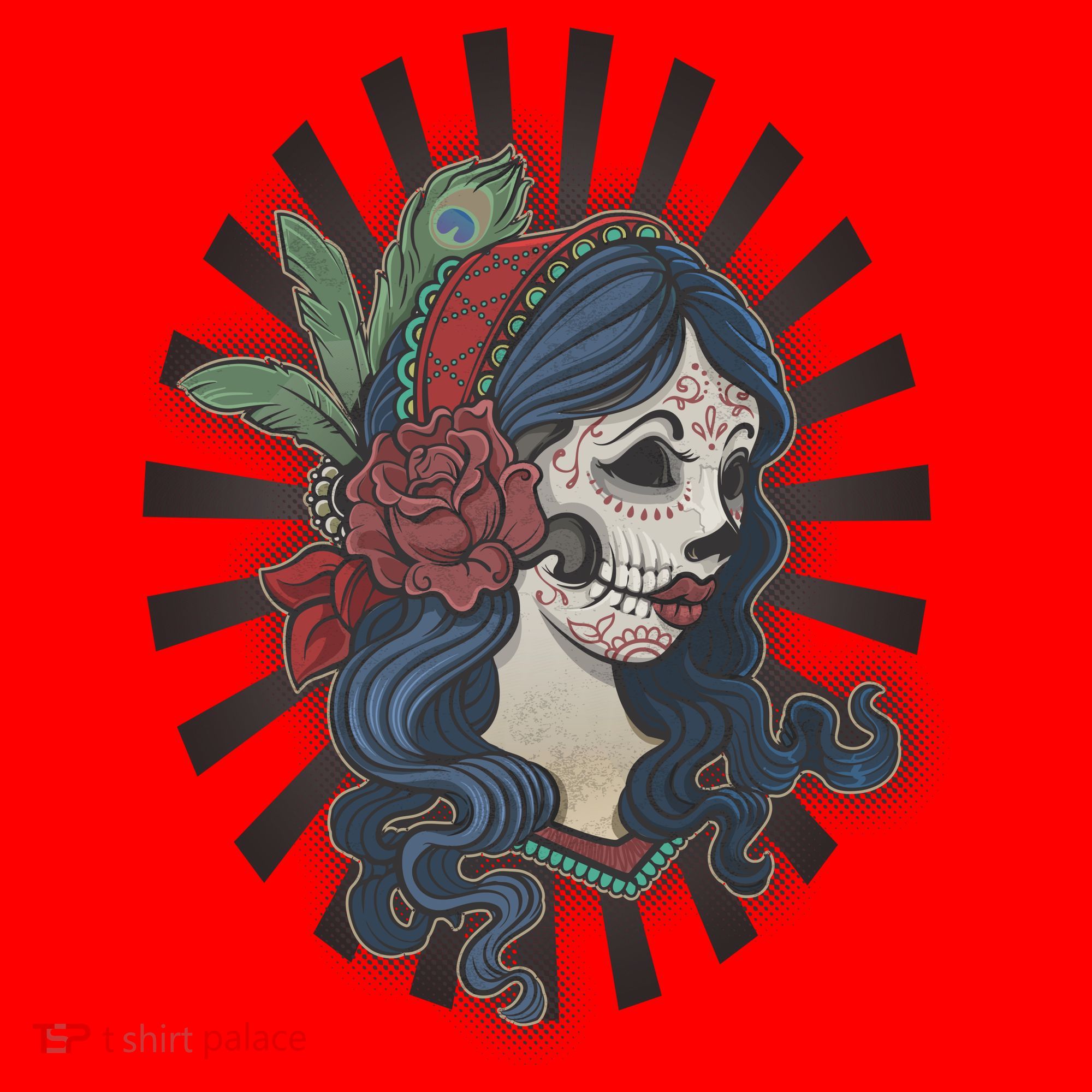 Day Of The Dead Girl With Flower Graphic Santa Hat