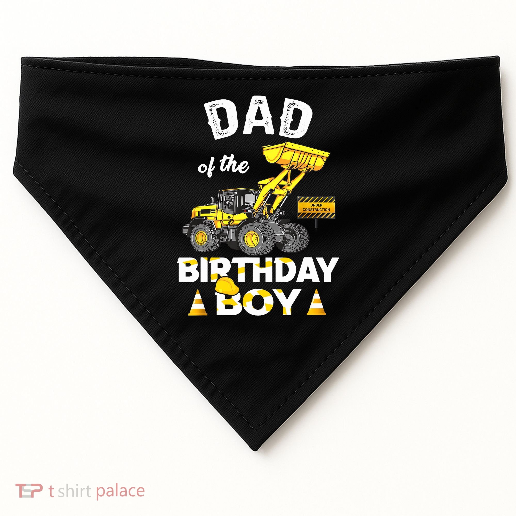 Dad Of The Birthday Boy Construction Family Matching USA-Made Doggie Bandana