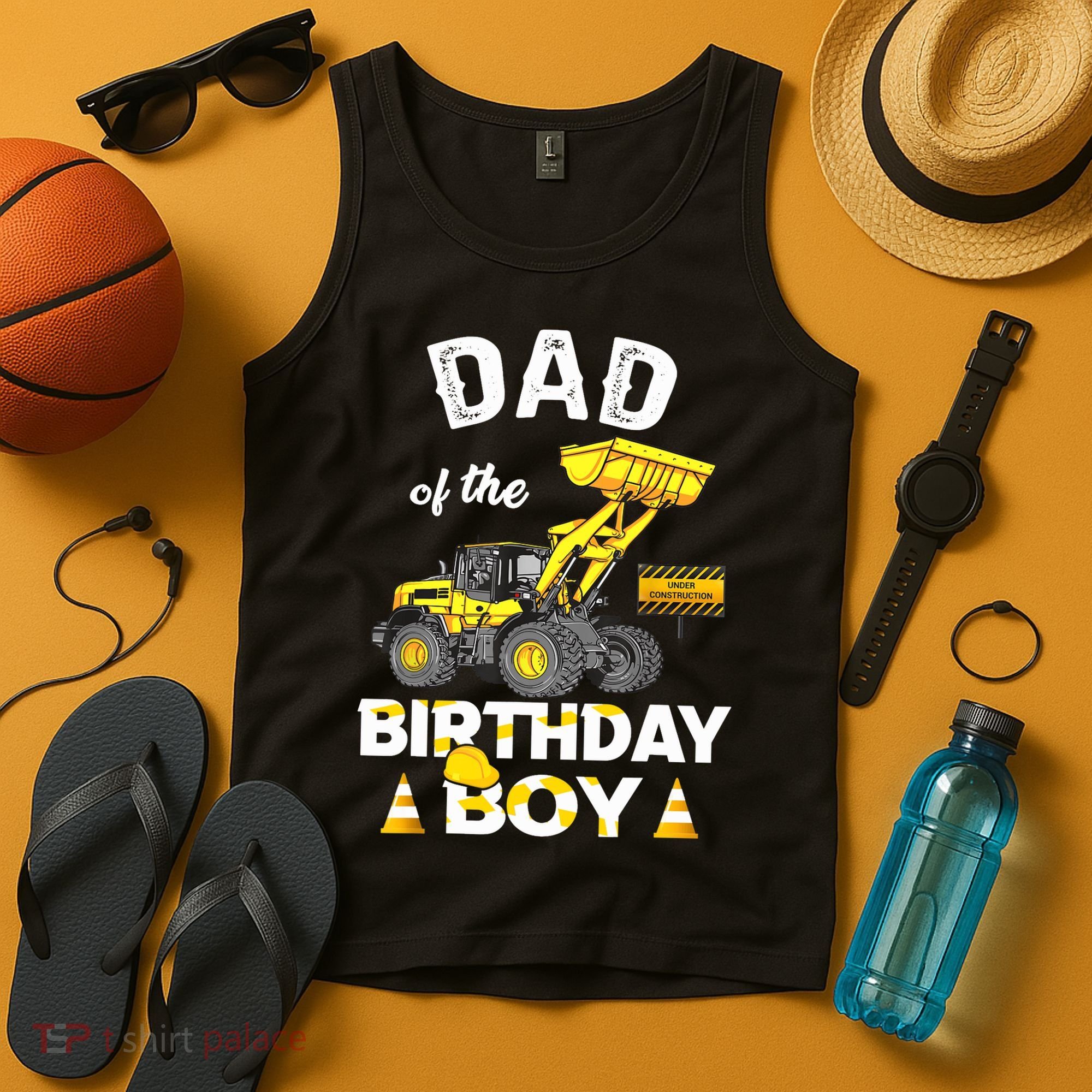 Dad Of The Birthday Boy Construction Family Matching Tank Top