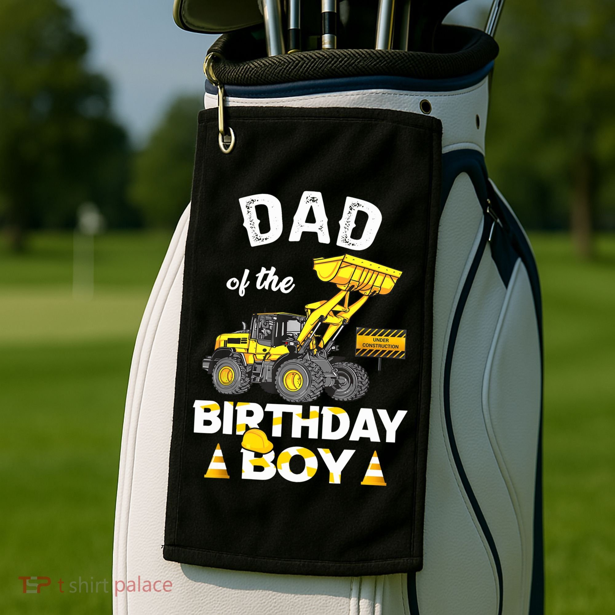 Dad Of The Birthday Boy Construction Family Matching Golf Towel