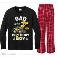 Dad Of The Birthday Boy Construction Family Matching Kids Long Sleeve Plaid Pajama Set thumb 0