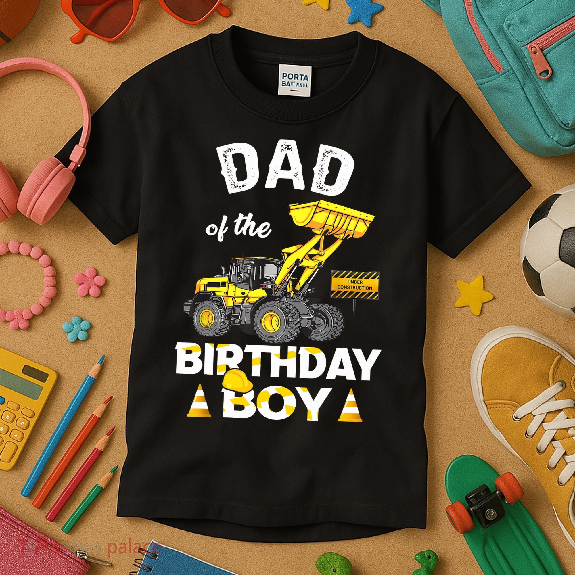 Dad Of The Birthday Boy Construction Family Matching Kids T-Shirt