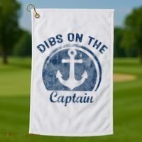 Dibs On The Captain Funny Boating Captain Wife Golf Towel thumb 1