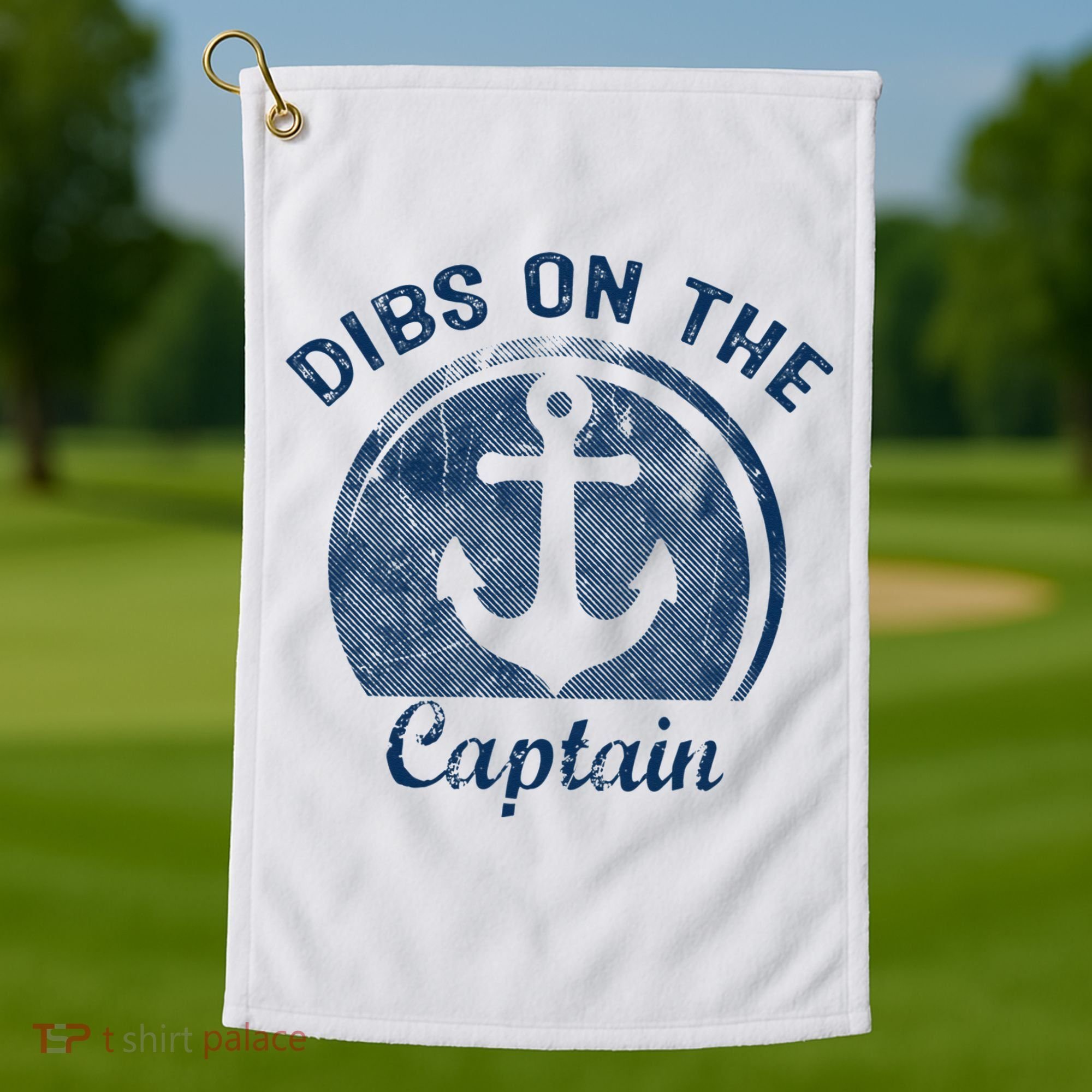 Dibs On The Captain Funny Boating Captain Wife Golf Towel
