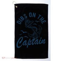 Dibs On The Captain Funny Boating Captain Gift Golf Towel thumb 0