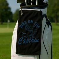 Dibs On The Captain Funny Boating Captain Gift Golf Towel thumb 2