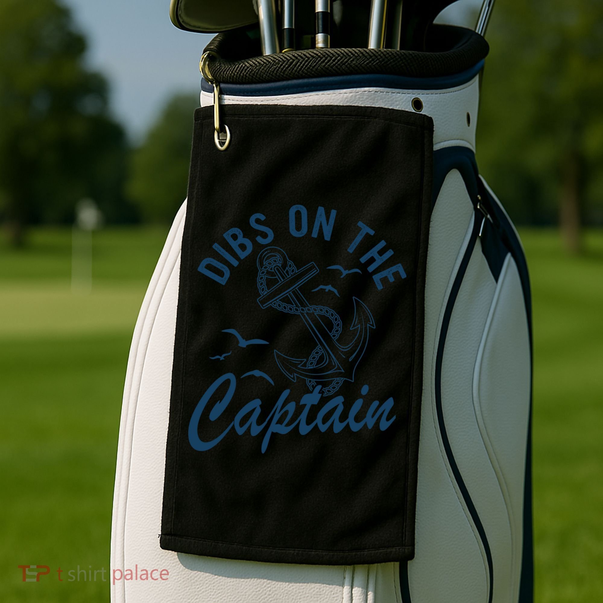 Dibs On The Captain Funny Boating Captain Gift Golf Towel