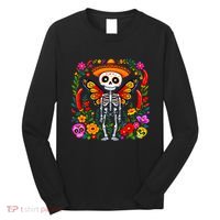 Day Of The Dead Sugar Skull Skeleton Monarch Butterfly Long Sleeve Shirt thumb 0